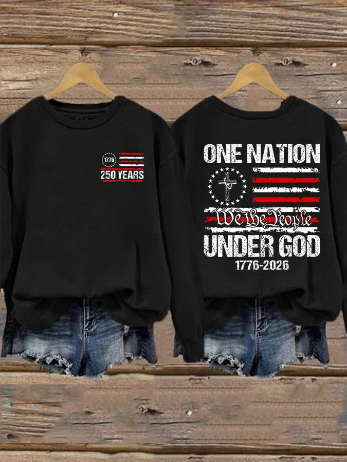 USA 250th Anniversary Sweatshirt One Nation Under God Crewneck We The People Apparel - Tradiviet - Image 2