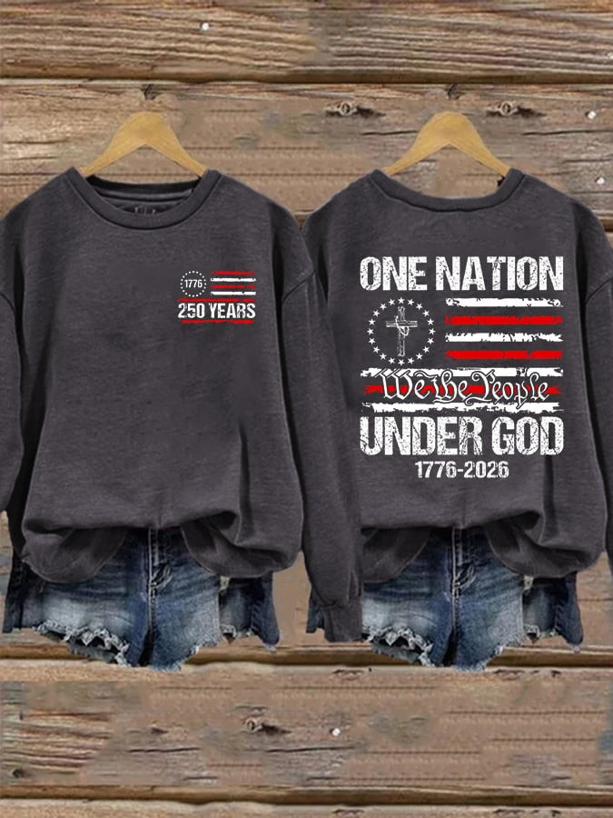 USA 250th Anniversary Sweatshirt One Nation Under God Crewneck We The People Apparel - Tradiviet - Image 3
