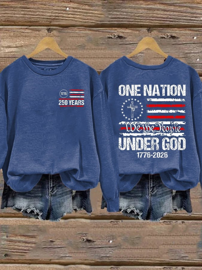 USA 250th Anniversary Sweatshirt One Nation Under God Crewneck We The People Apparel - Tradiviet - Image 5