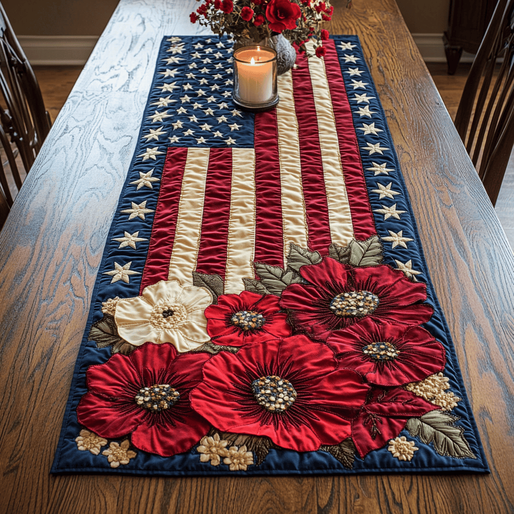 USA Accent Quilted Table Runner  Dining Table Runner 4Th Of July Client Gifts
