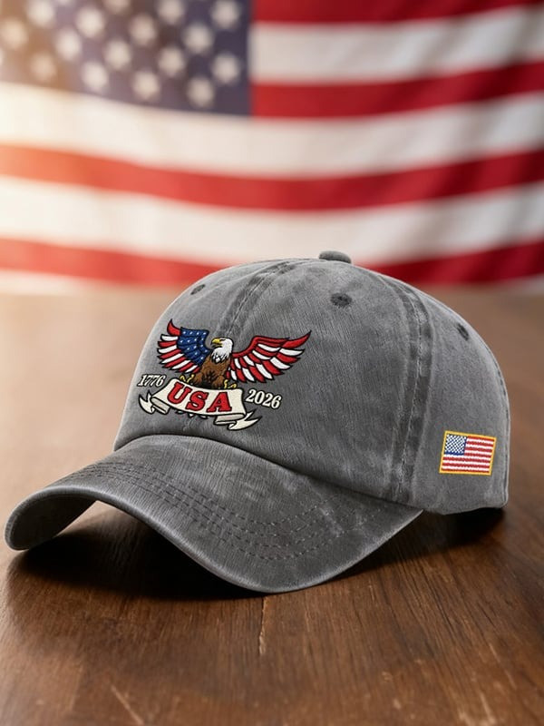 USA Eagle 1776-2026 Patriotic Baseball Cap Vintage Independence Celebration Merch Gifts For Him - Tradiviet - Image 3
