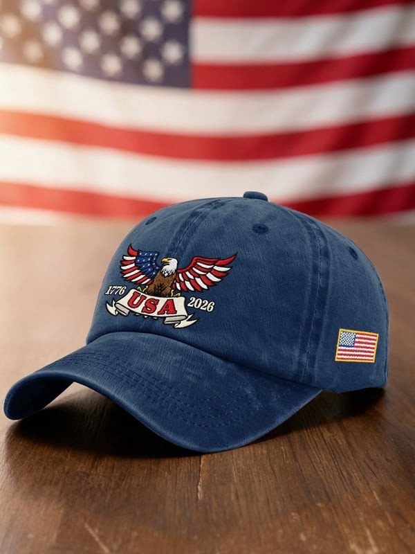 USA Eagle 1776-2026 Patriotic Baseball Cap Vintage Independence Celebration Merch Gifts For Him - Tradiviet - Image 2
