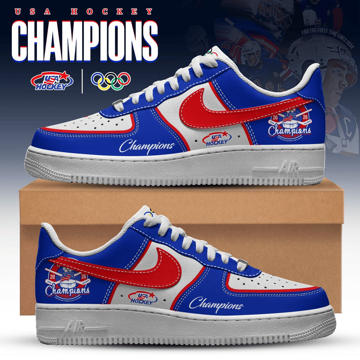 USA Mens Ice Hockey Gold Medal Sneaker USA Hockey Gear Team USA Pride Gift for Husband - Tradiviet