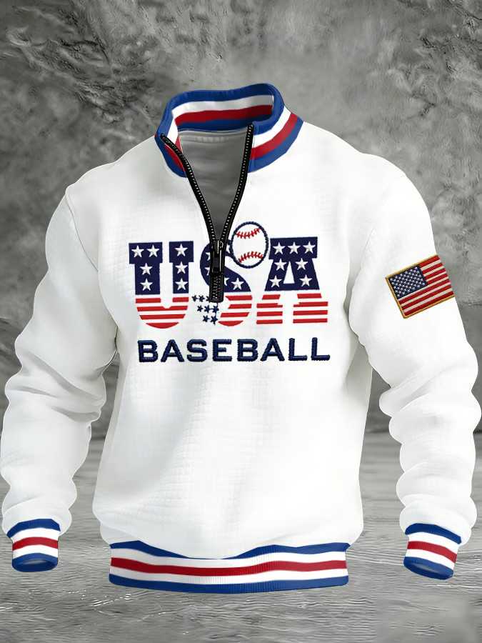 USA World Baseball Classic Half Zip Sweatshirt Waffle WBC 2026 Rosters Apparel for Team USA - Tradiviet - Image 2