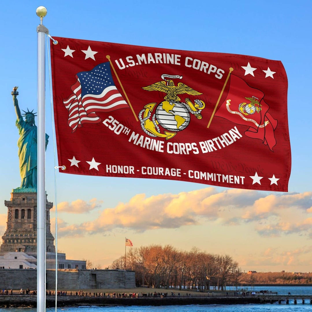 USMC 250th Marine Corps Birthday Flag Best Gifts On Father's Day for Marine Veteran - Tradiviet