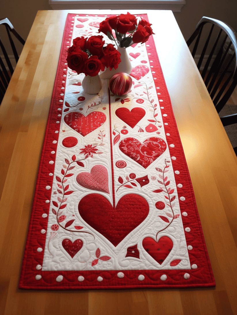 Valentine Heart Quilted Table Runner Unique Valentine Day Gifts Ideas For Wife