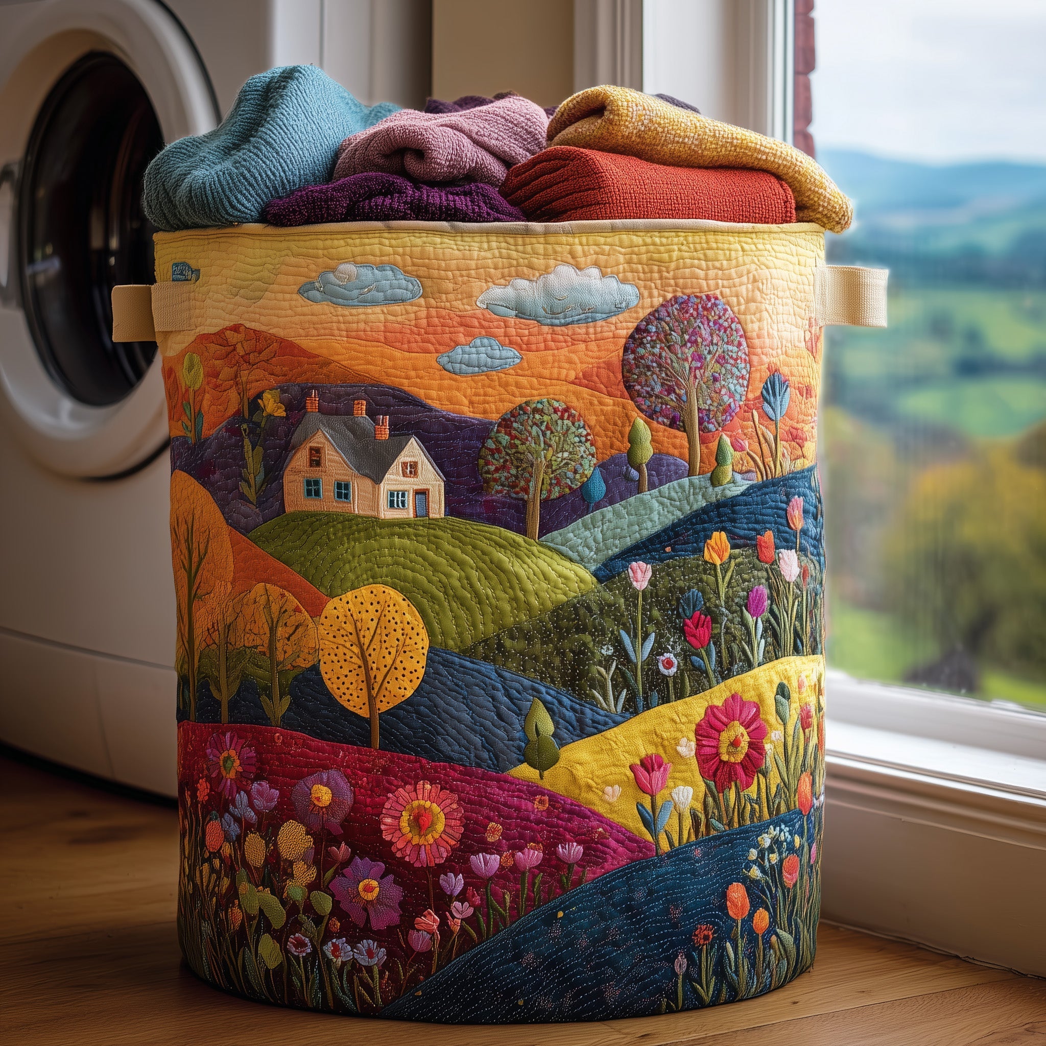 Valley Heaven Quilted Laundry Basket Funny Baskets Gifts For Your Sister In Law - Tradiviet
