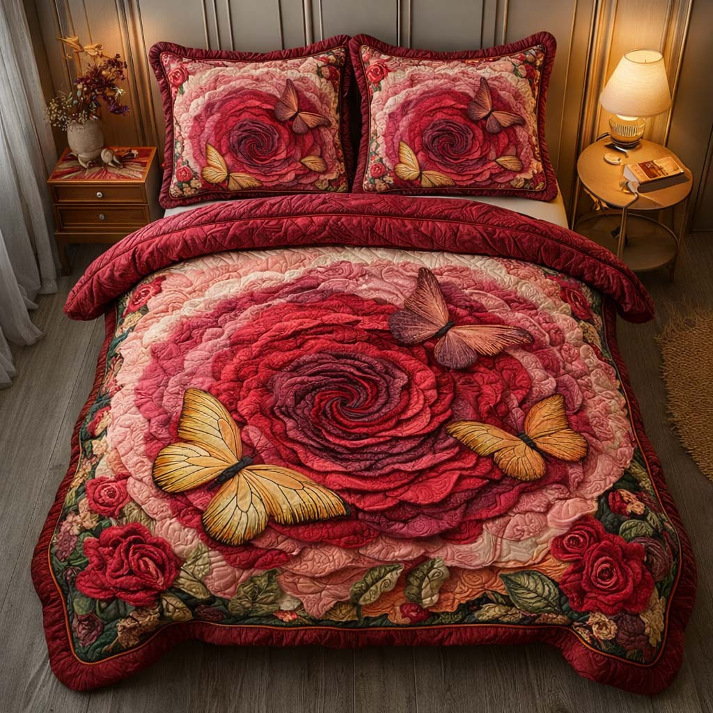 Velvet Bloom Quilted Bedding Set Rustic Floral House Decorations Mother's Day Gift - Tradiviet