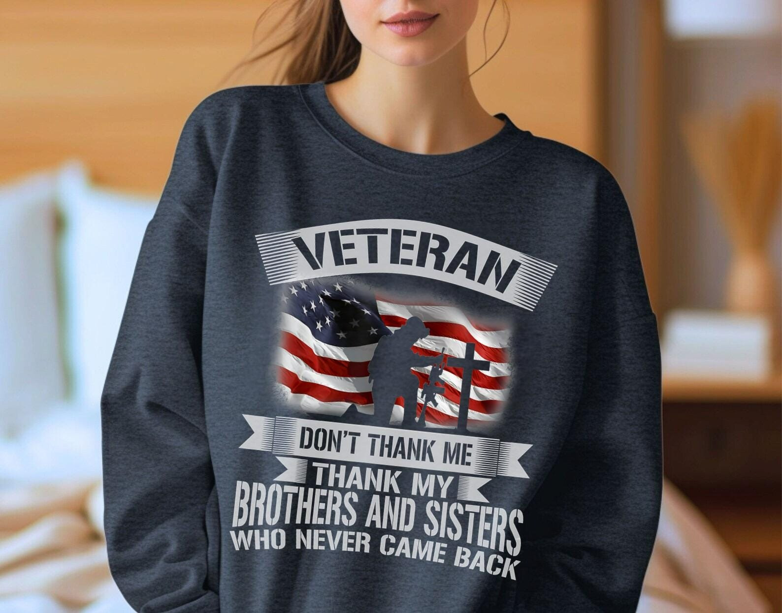 Veteran Don't Thank Me Veterans Day Sweatshirt - Tradiviet - Image 3