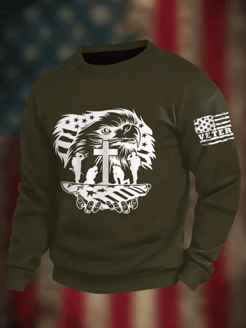Veterans Eagle Cross Sweatshirt Support Our Heroes Clothing Gift For Veterans - Tradiviet - Image 2