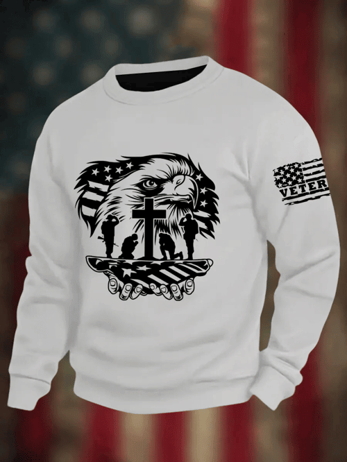 Veterans Eagle Cross Sweatshirt Support Our Heroes Clothing Gift For Veterans - Tradiviet - Image 3