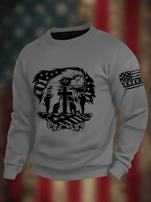 Veterans Eagle Cross Sweatshirt Support Our Heroes Clothing Gift For Veterans - Tradiviet - Image 5
