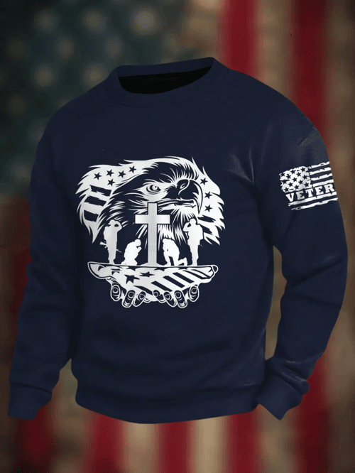 Veterans Eagle Cross Sweatshirt Support Our Heroes Clothing Gift For Veterans - Tradiviet - Image 4