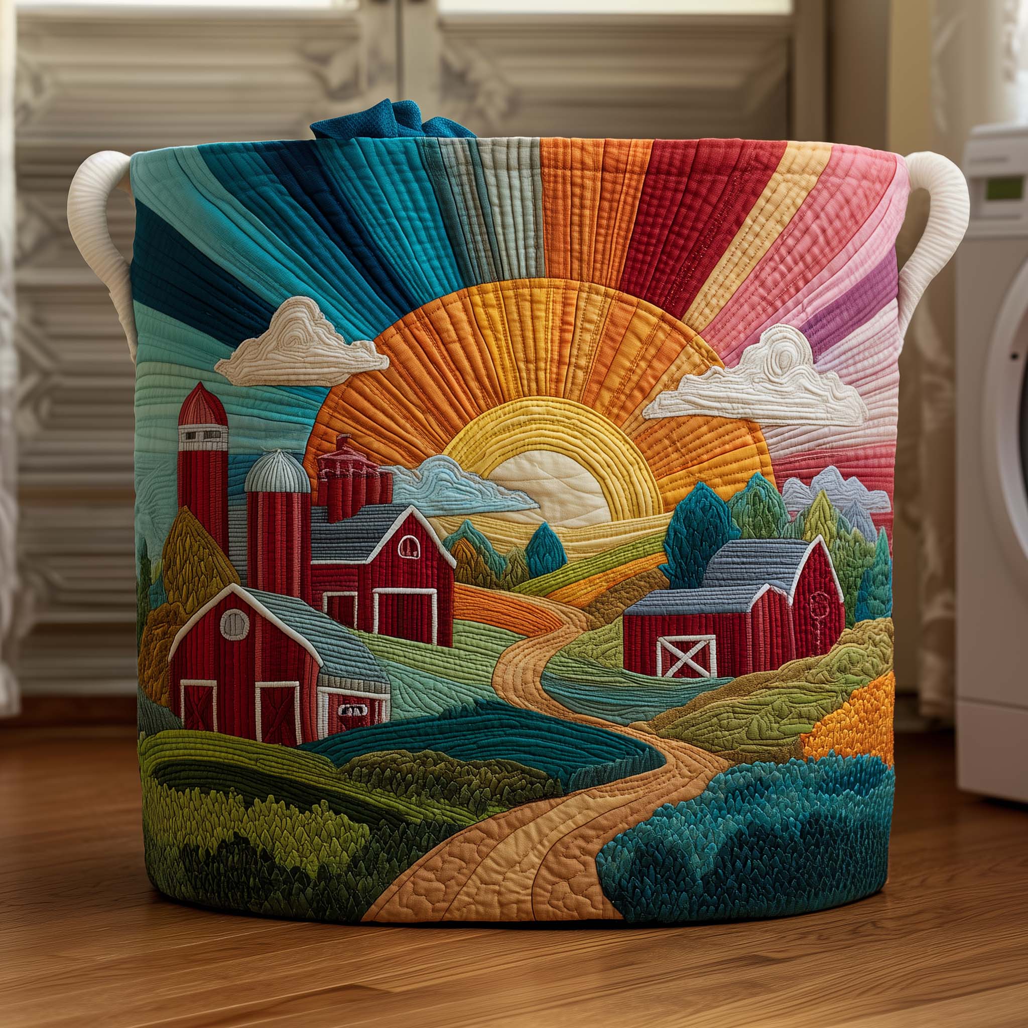 Village Farm Quilted Laundry Basket Cute Baskets Best Gifts For Mom - Tradiviet