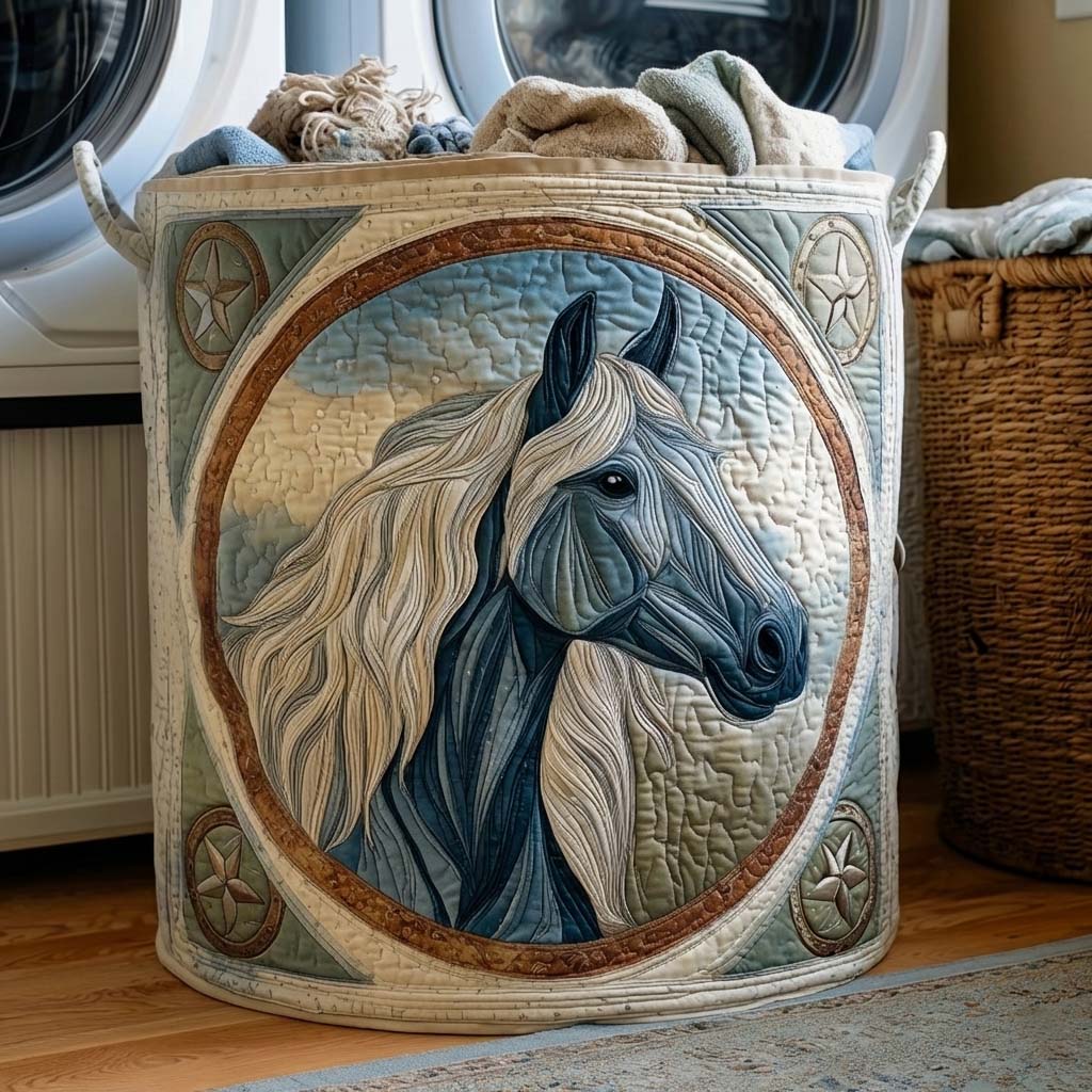 Village Farm Quilted Laundry Basket Cute Room Decor Best Family Gifts - Tradiviet
