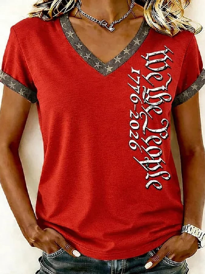 We The People 1776 2026 Shirt V-Neck American 250th Anniversary Gift for Wife - Tradiviet - Image 4