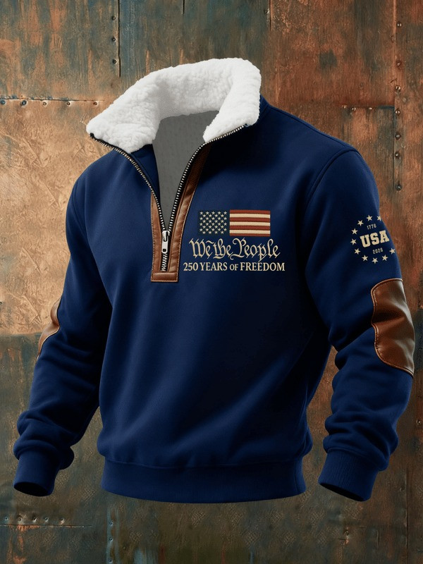 We The People Half Zip Sweatshirt 250 Years Of Freedom Clothing Gifts For Men - Tradiviet - Image 2