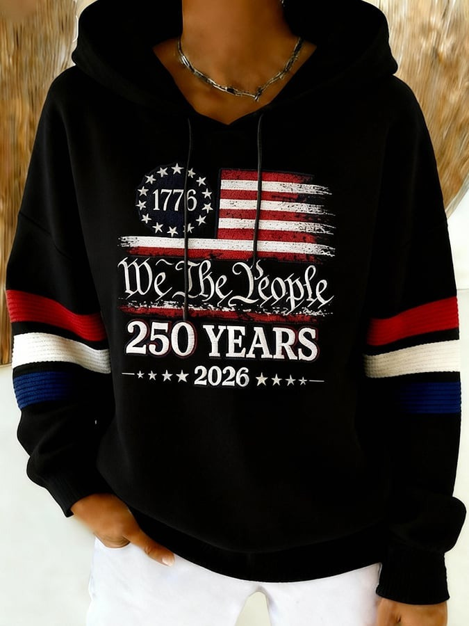 We The People Hoodie America 250th Anniversary Faith Print Pullover Gift for Women - Tradiviet