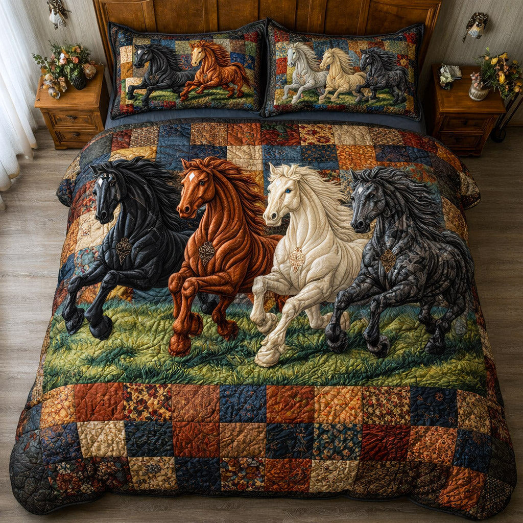 Weathered Gallop Quilted Bedding Set Autumn Inspired Bedroom Weathered Gallop Gift For Country Home - Tradiviet