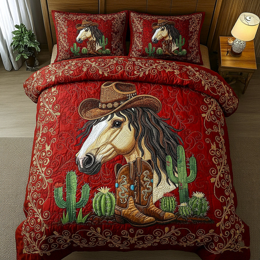Weathered Gallop Quilted Bedding Set Holiday Bed Room Decor Weathered Gallop Gift For Holiday - Tradiviet
