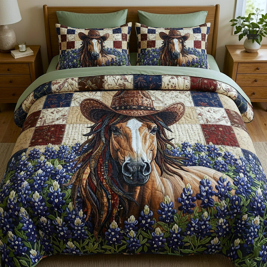 Weathered Gallop Quilted Bedding Set Holiday House Decorations Weathered Gallop Gift For Him - Tradiviet