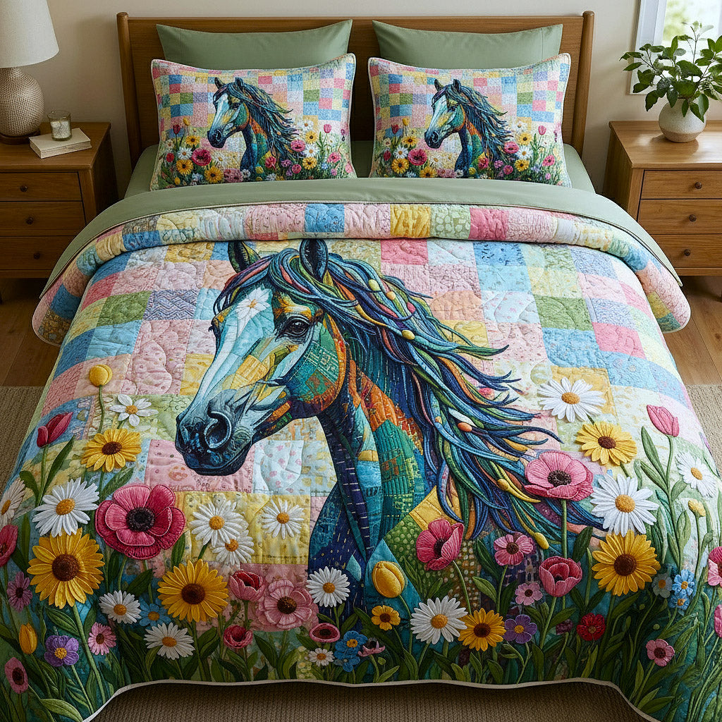 Weathered Gallop Quilted Bedding Set Mens Bedroom Decor Rustic Weathered Gallop Gift - Tradiviet