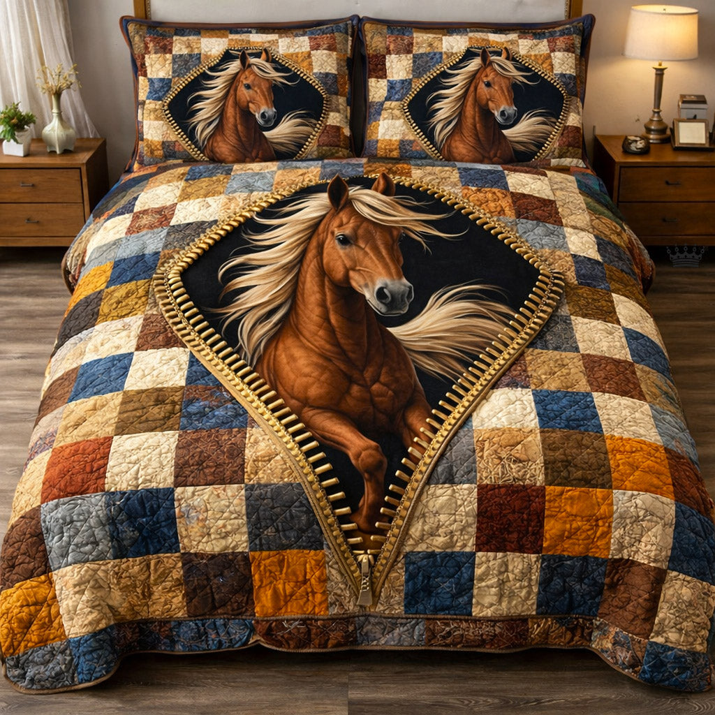 Weathered Gallop Quilted Bedding Set Room Decoration Items Weathered Gallop Gift For Horse Lovers - Tradiviet