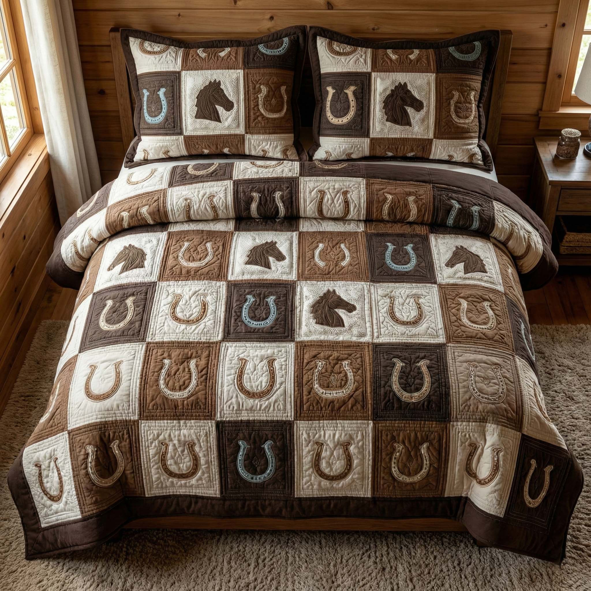 Western Grid Quilted Bedding Set Holiday Home Decor Best Gifts For Mother In Law - Tradiviet