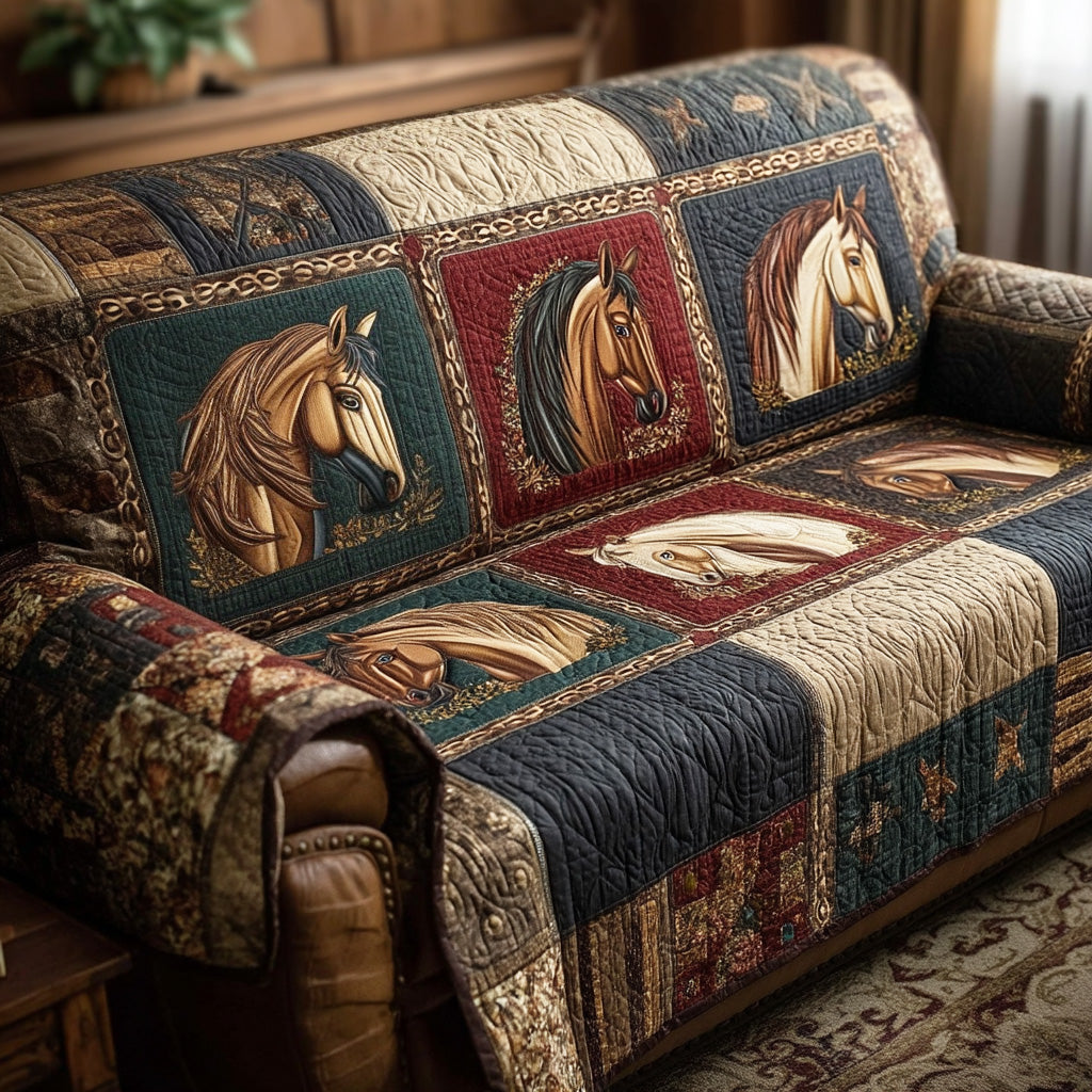 Western Roamer Quilted Sofa Cover Western Cowboy Theme Rustic Decor