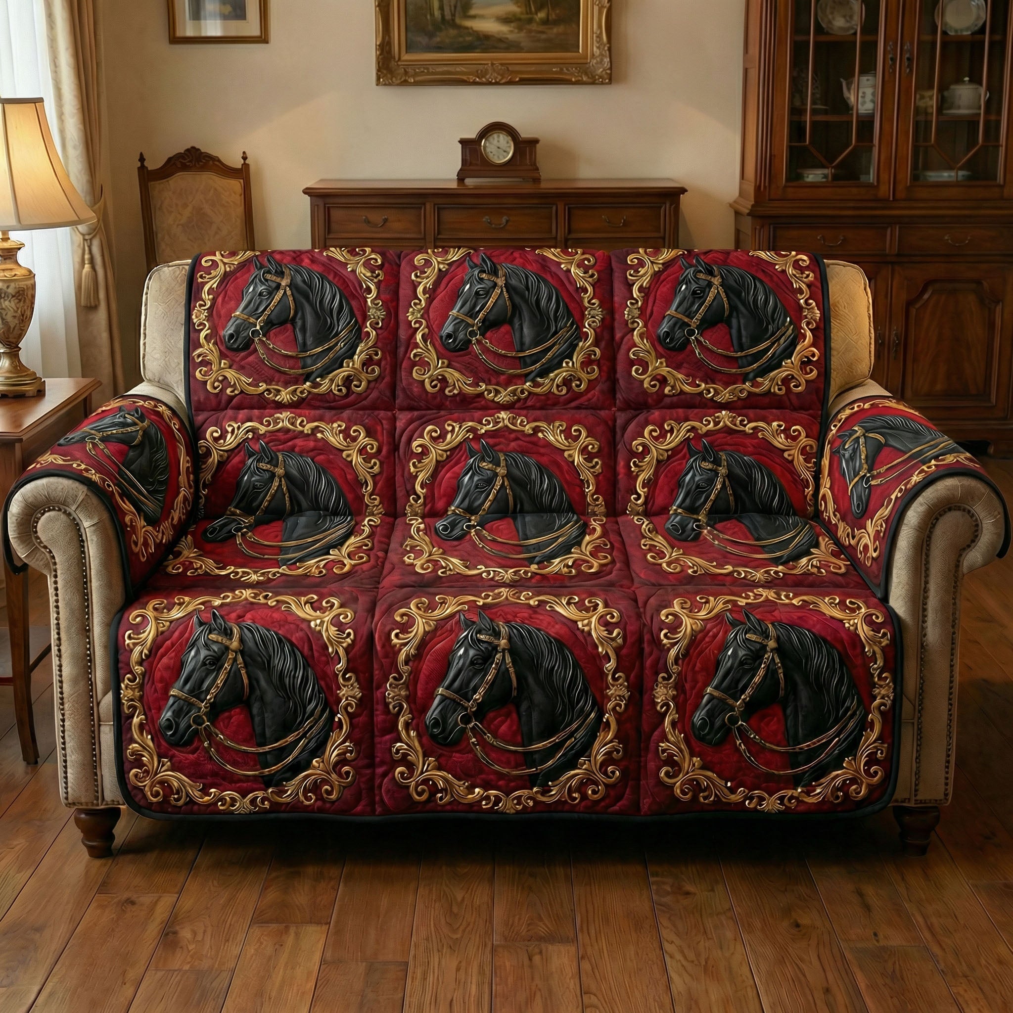 Whispering Wind Quilted Sofa Cover Nature Wind Pattern Home Decor