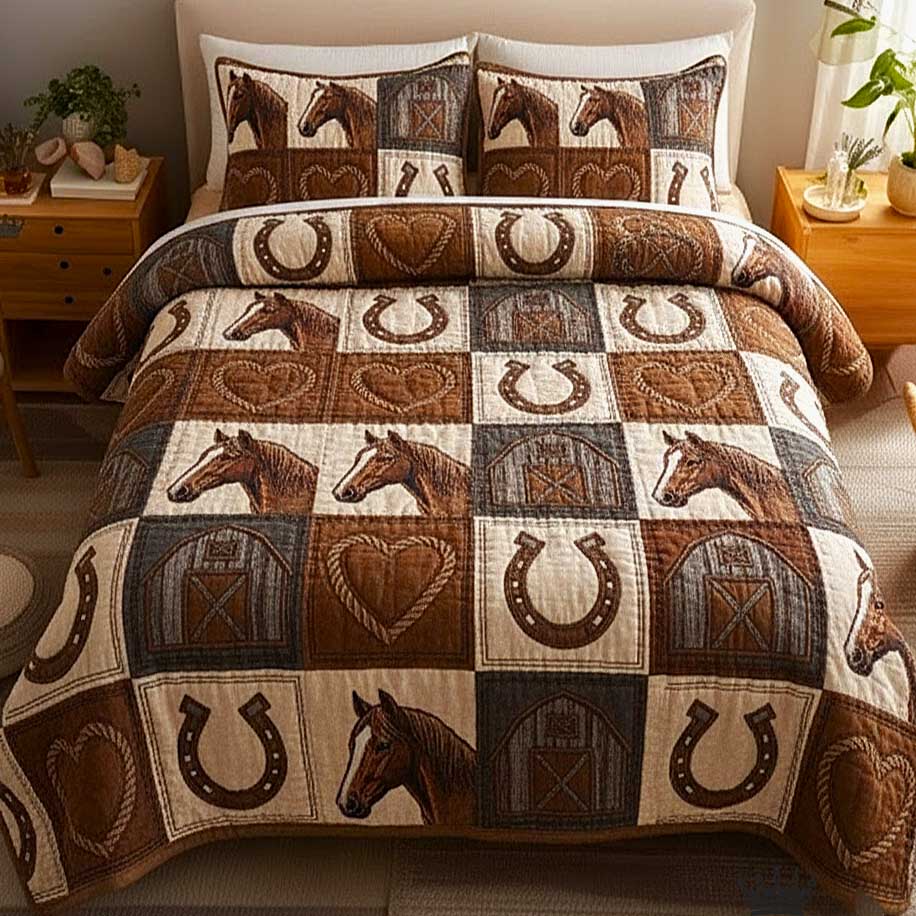 Wild Horse Quilted Bedding Set Decorating Your Home For Holiday Horse Related Gift Ideas - Tradiviet