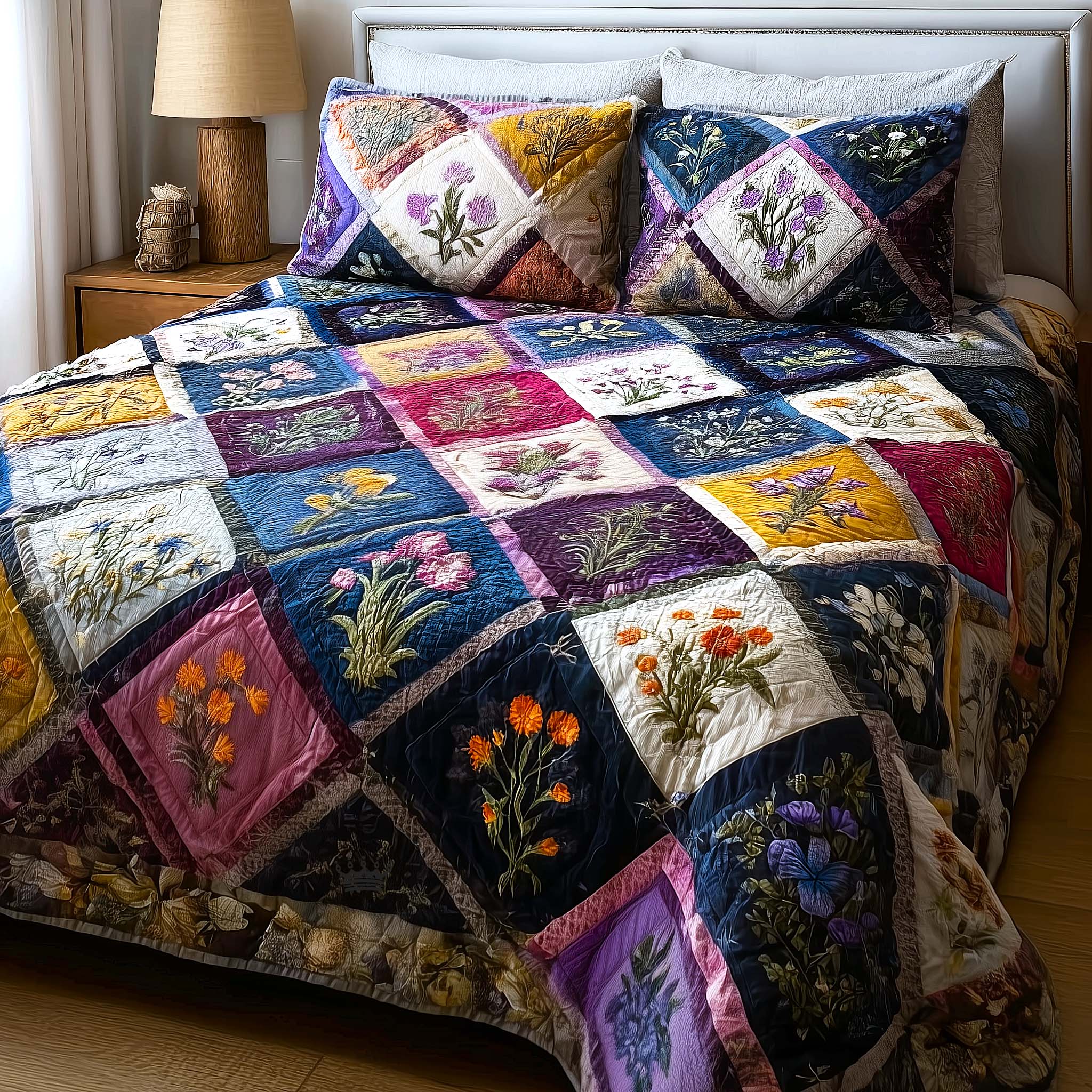 Wild Meadow Quilted Bedding Set Holiday Bedroom Decor Best Mothers Day Gifts - Tradiviet