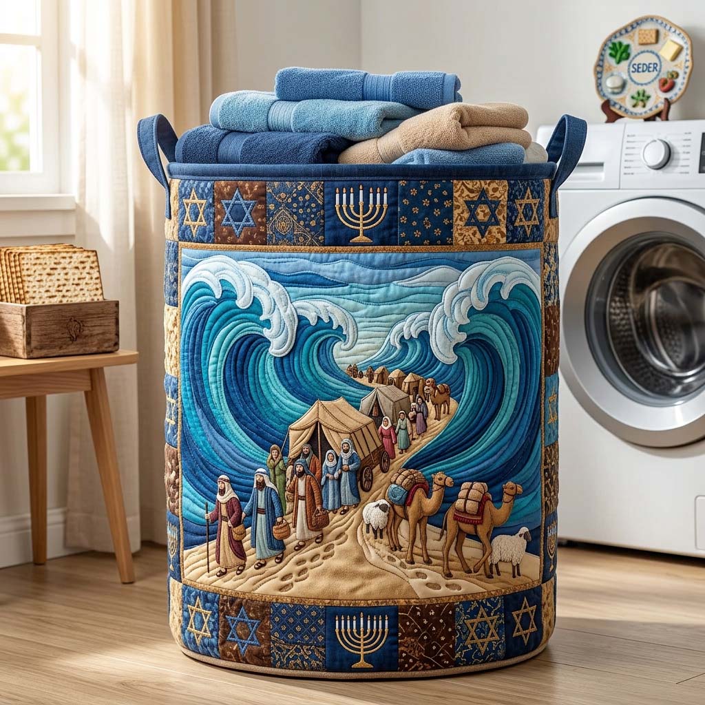 Wilderness Caravan Quilted Laundry Basket Nice Storage Baskets Gift Ideas For Sister In Law - Tradiviet