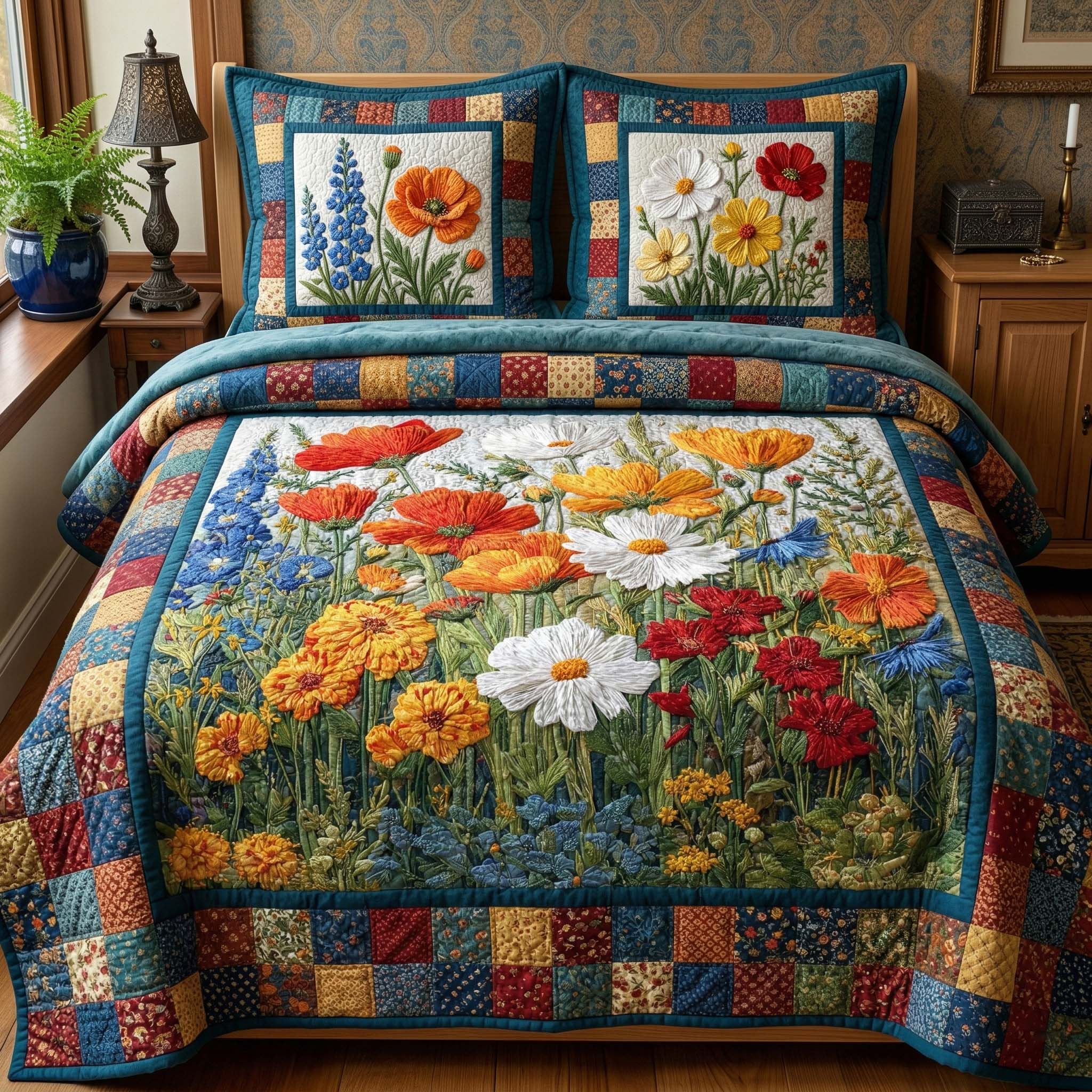 Wildflower Meadow Quilted Bedding Set Holiday Decorations Mother's Day Gift Ideas - Tradiviet