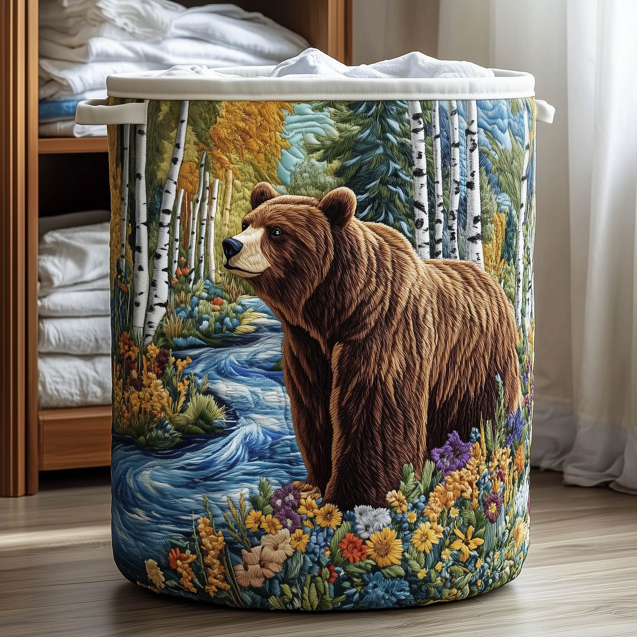 Wildlife Walk Quilted Laundry Basket Cute Baskets Gift For Wife - Tradiviet