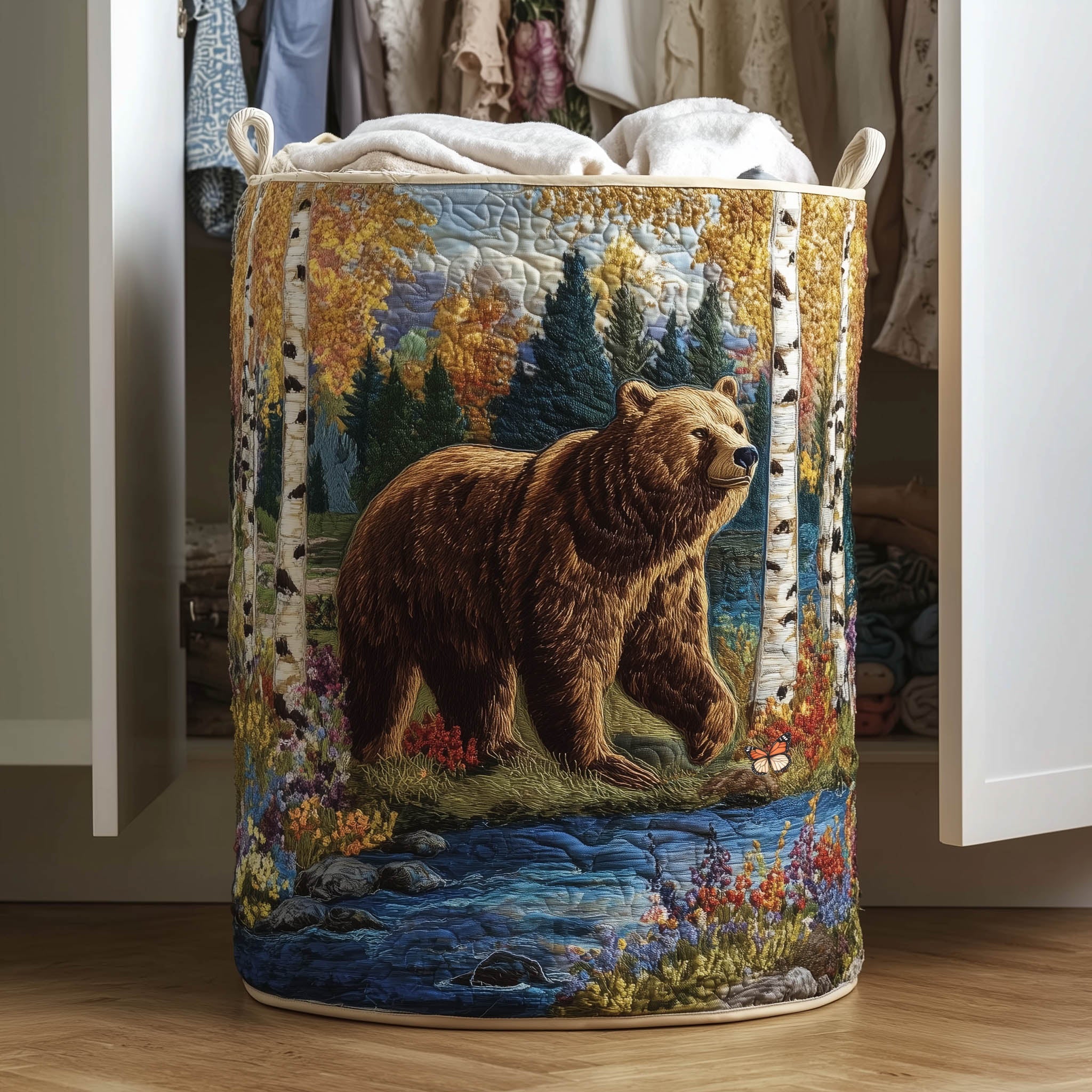 Wildlife Walk Quilted Laundry Basket Cute Storage Baskets Gift For Grandma - Tradiviet
