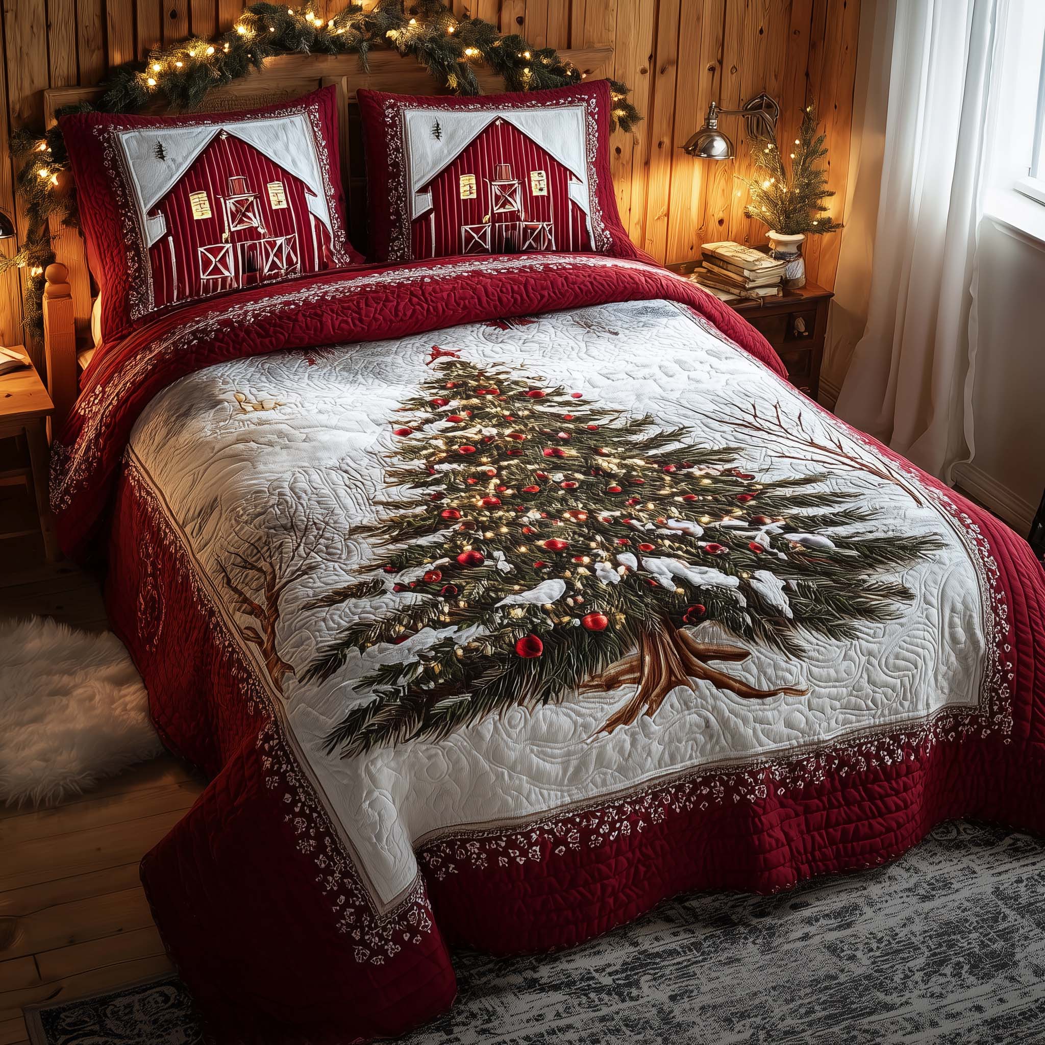Winter Barn Quilted Bedding Set Bedroom Decorations Perfect Winter Barn Gift - Tradiviet