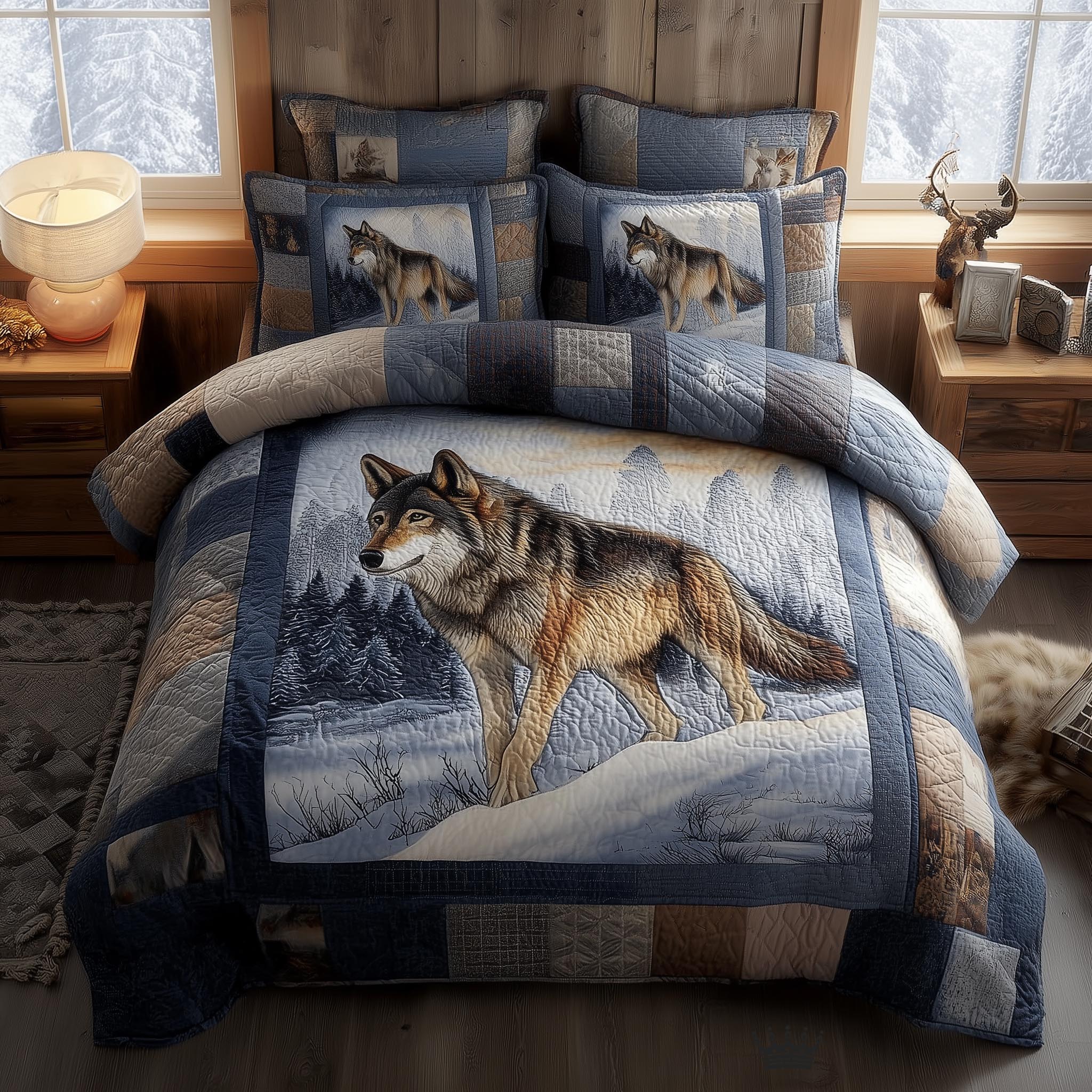 Wolf Quilted Bedding Set Room Decoration Items Wolf Gifts For Him Her - Tradiviet