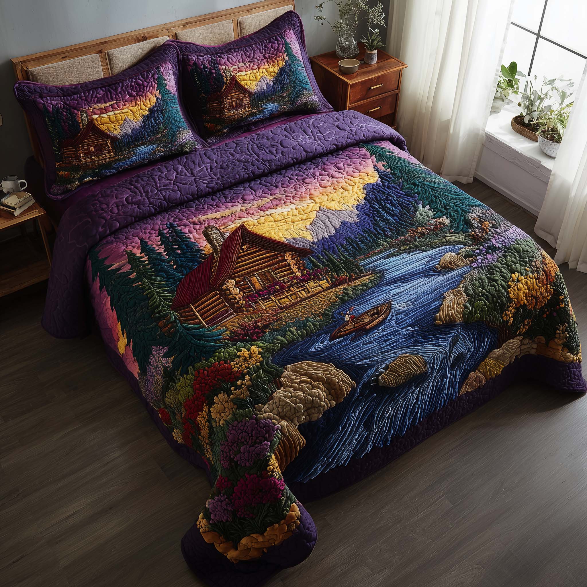 Woodland Haven Quilted Bedding Set Bed Room Decoration Good Gifts For Mom - Tradiviet