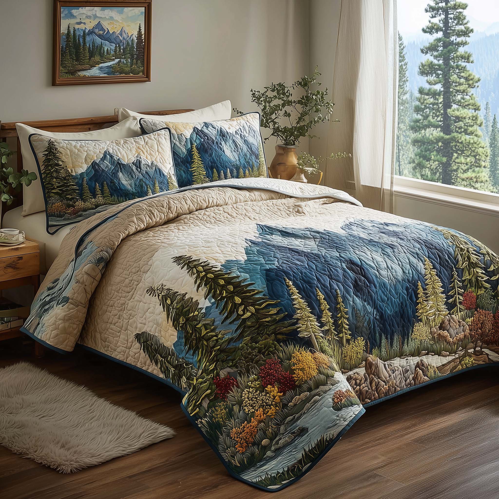 Woodland Haven Quilted Bedding Set Bedroom Decorations Gift Ideas For Mom - Tradiviet