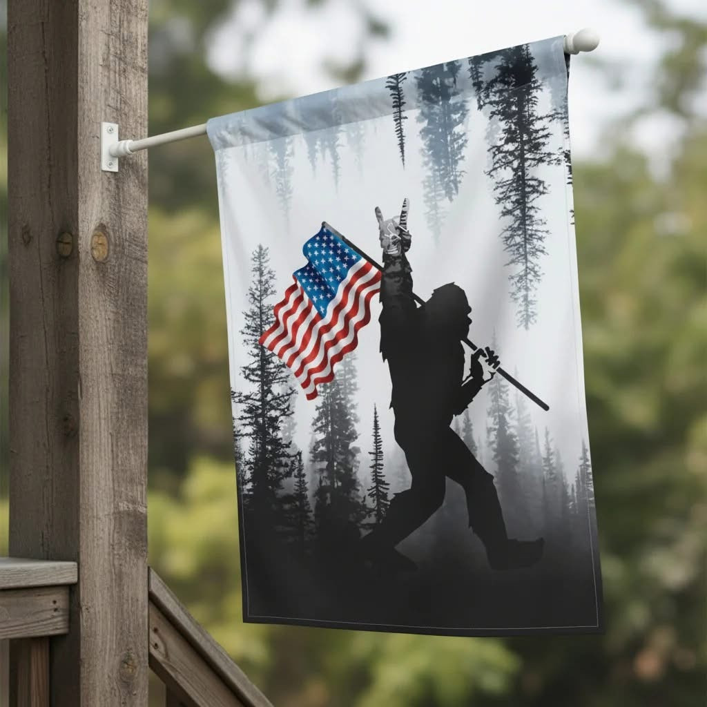 250 Years Of American Pride With This Unique Flag Bigfoot With US Banner Gifts For Home - Tradiviet