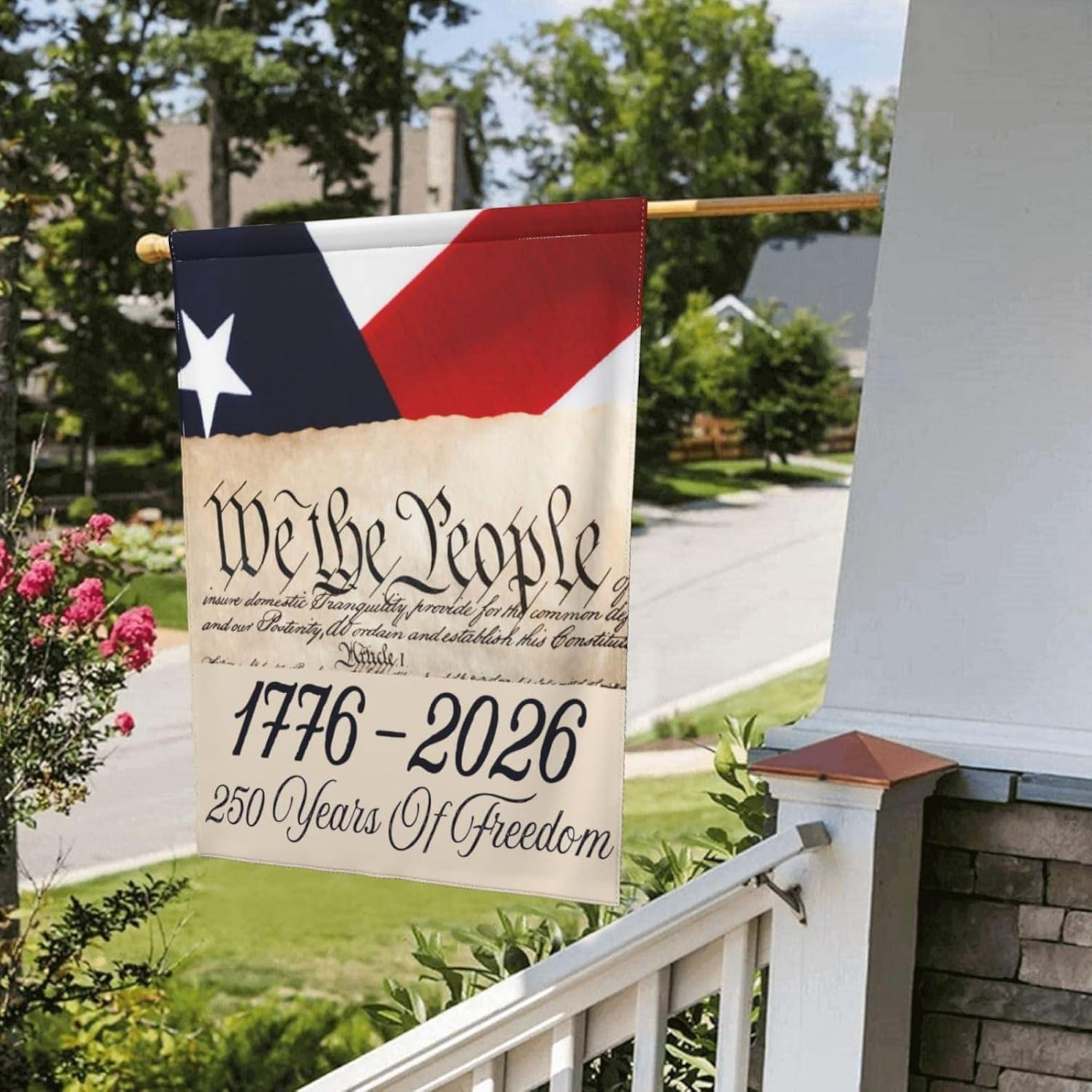 250 Years Of Freedom Flag 1776 2026 USA Anniversary Merch Patriotic Gifts For House Decor - Tradiviet
