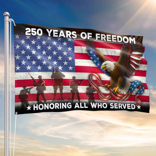 250 Years Of Freedom Flag American Eagle Veterans Grommet Flag Patriotic Gifts For Men - Tradiviet