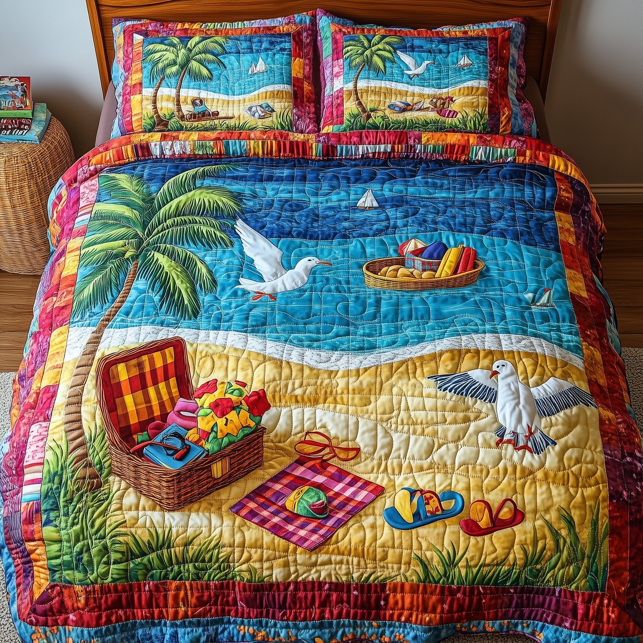 A Day At The Beach Quilted Bedding Set Day Beach Retreat Gift For Day Friends - Tradiviet