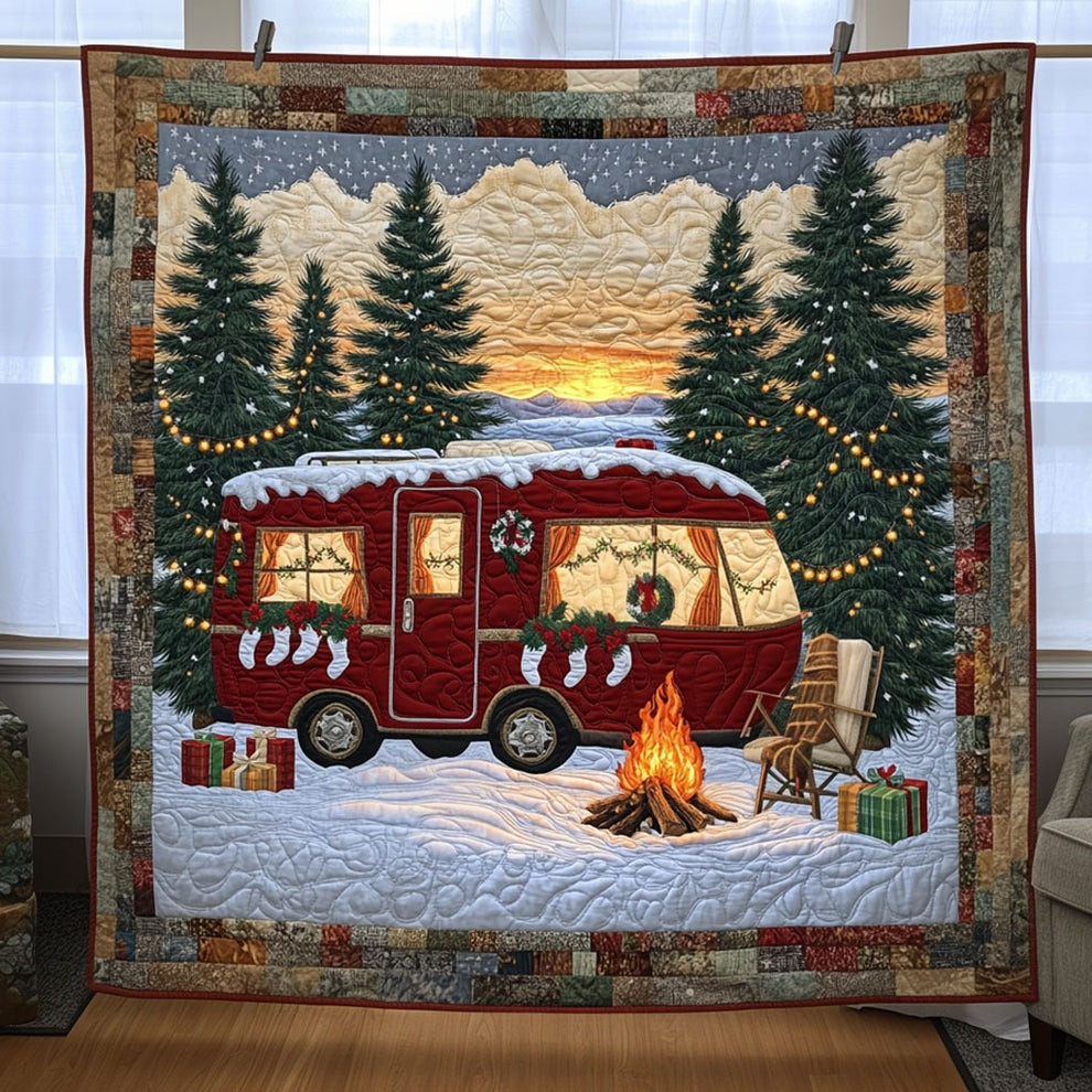 A Merry Camper Christmas Quilt Blanket Best Christmas Gifts For Camping Lovers For Him Her - Tradiviet