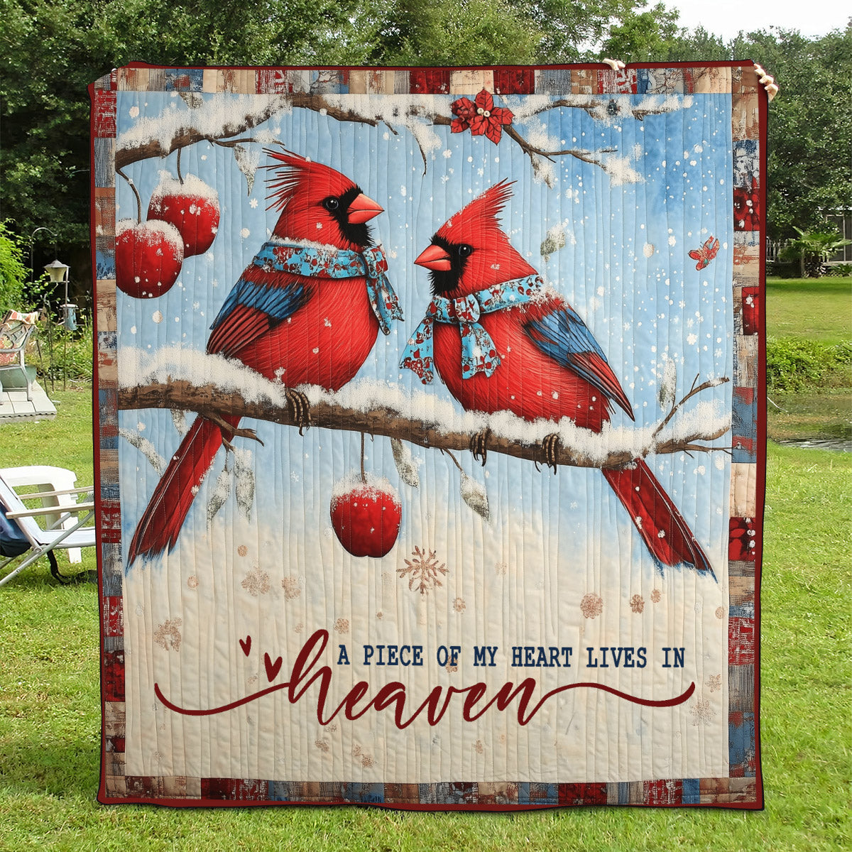 A Piece Of My Heart Lives In Heaven Art Quilted Blanket Holiday Decorations Patriotic Gift Ideas - Tradiviet