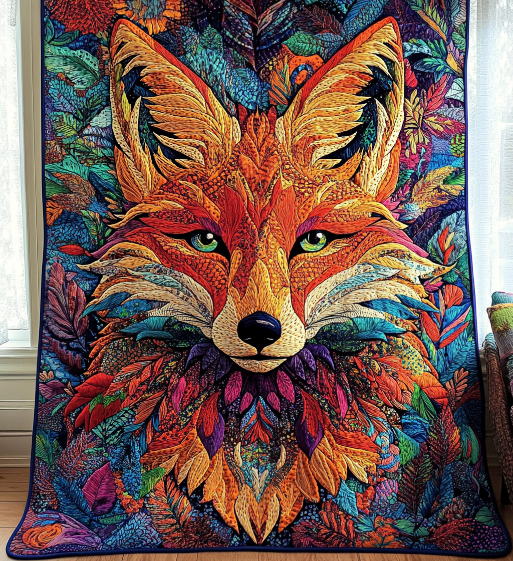 Abstract Fox Quilted Blanket House Decorations Patriotic Gifts For Her - Tradiviet
