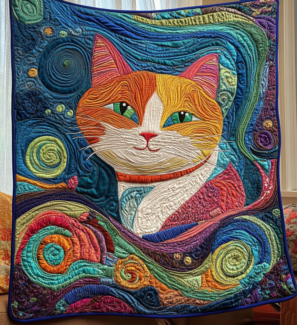 Abstract Kitty Quilted Blanket Indoor Decorations Patriotic Gifts For Veterans - Tradiviet