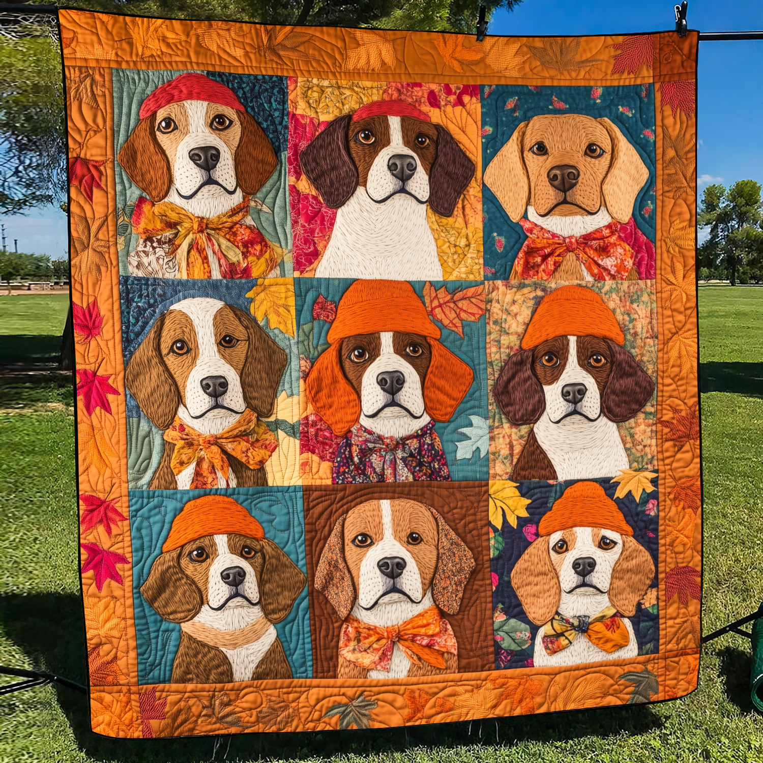 Adorable Beagle Quilted Blanket Home Decor Patriotic Themed Gifts - Tradiviet