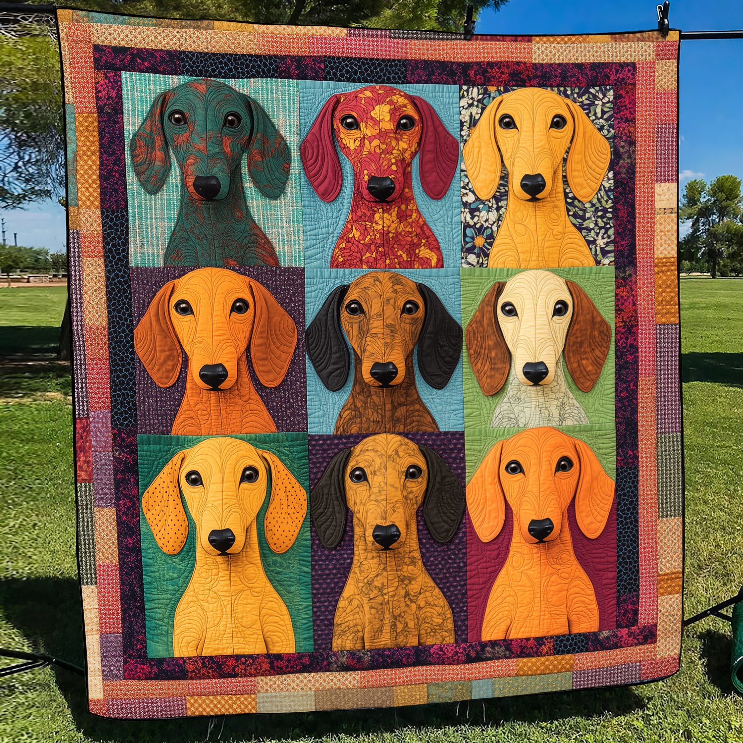 Adorable Dachshund Quilted Blanket Living Room Ideas Gift for Decor Home - Tradiviet